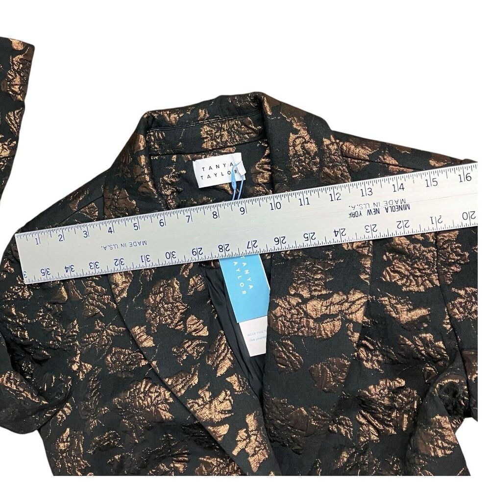 Tanya Taylor Blazer 2 Bronze Black Floral Jared Brocade Metallic Artsy Party - Picture 7 of 16